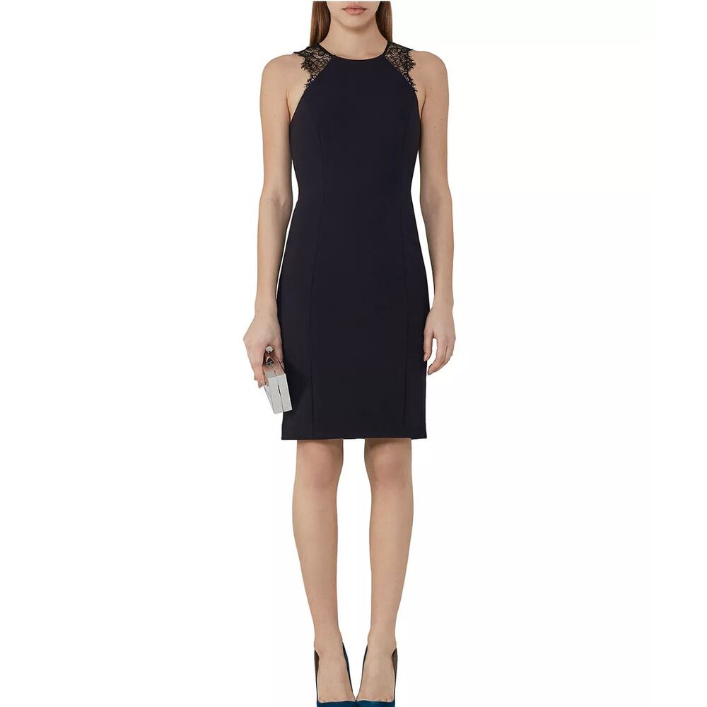 Reiss Navy Blue Saturn Lace Trimmed Dress Size 0‎